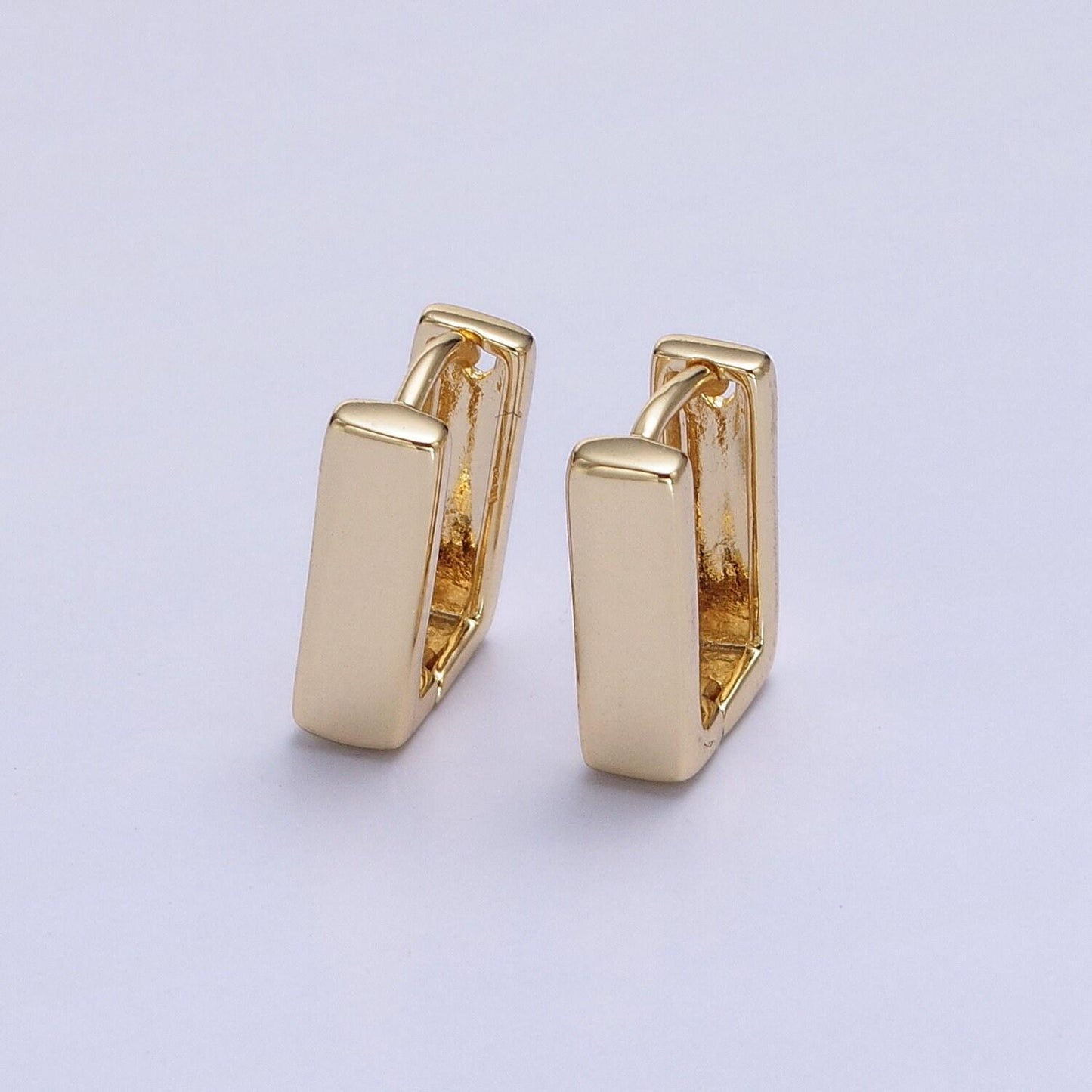 Dainty geometric square hoop earrings minimalist oblong huggie hoops for everyday use earring jewelry gold, silver earring ab305 ad798