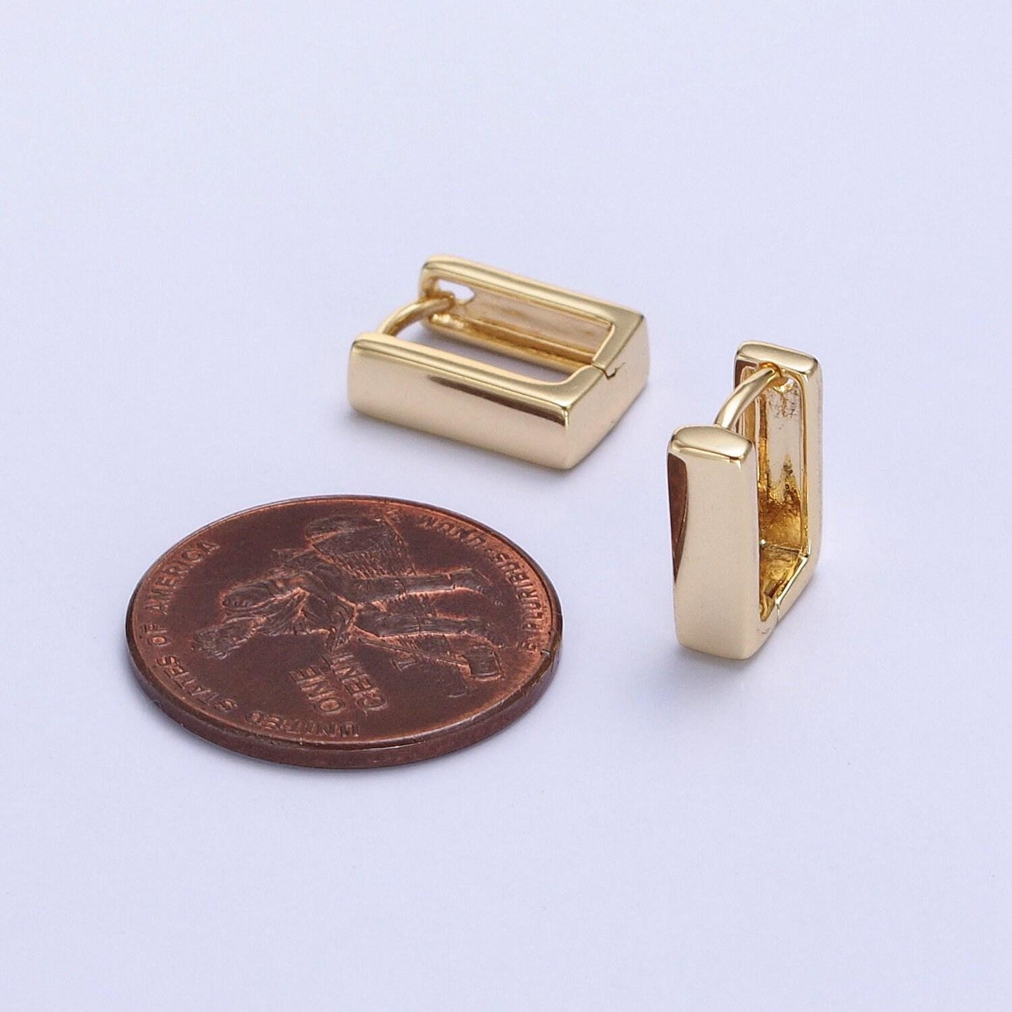Dainty geometric square hoop earrings minimalist oblong huggie hoops for everyday use earring jewelry gold, silver earring ab305 ad798