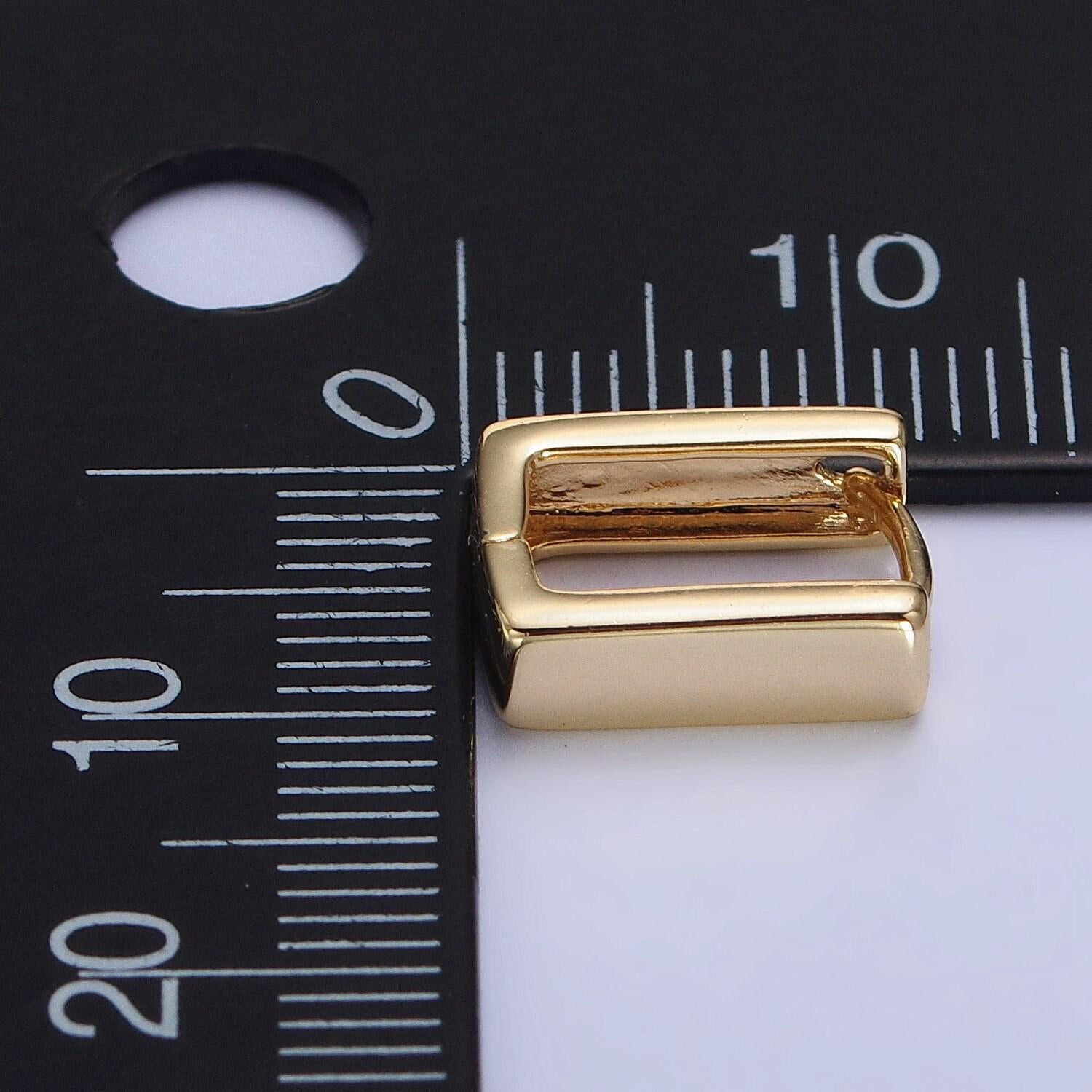 Dainty geometric square hoop earrings minimalist oblong huggie hoops for everyday use earring jewelry gold, silver earring ab305 ad798