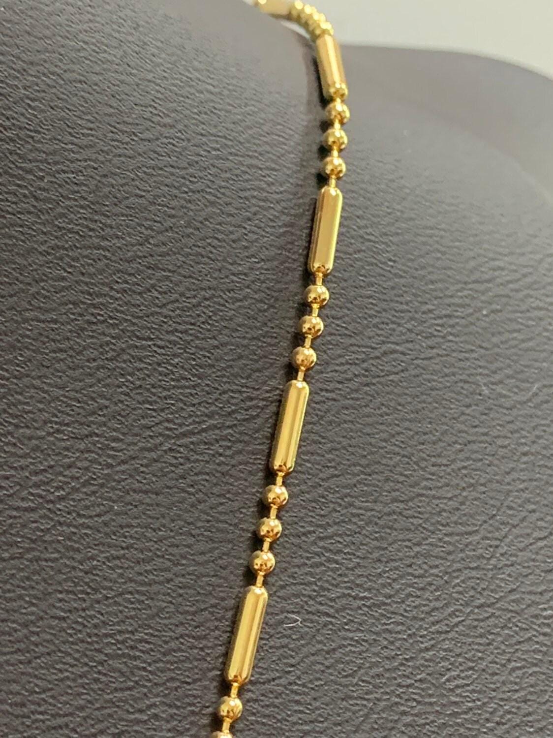 1pc 23.5'' ready to use gold bar & bead necklace chain, layering beaded chain, bold beaded necklace, for chain necklace, 396