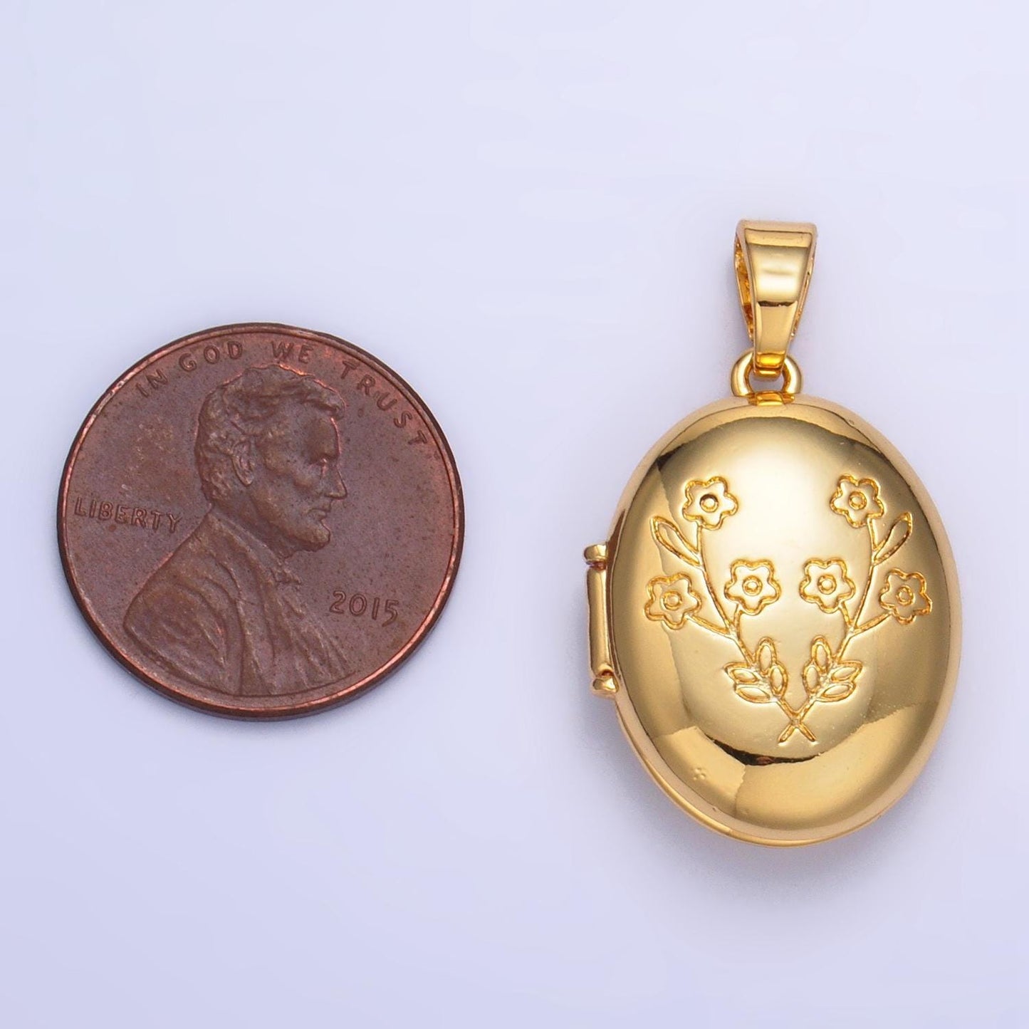 24k gold filled oval locket flower engrave pendant for necklace floral locket jewelry making supply aa1016