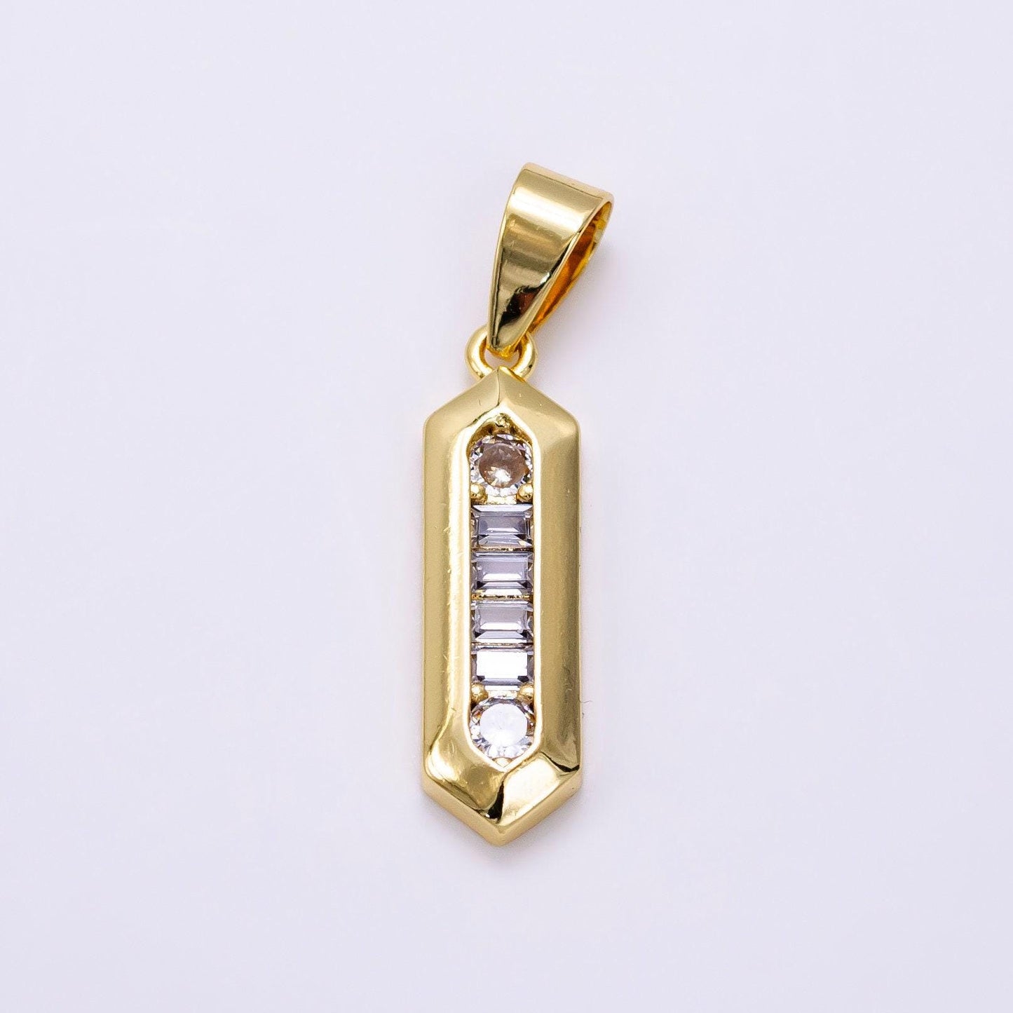 14k gold filled hexagon bar w/ cz charm/pendant | aa-1268