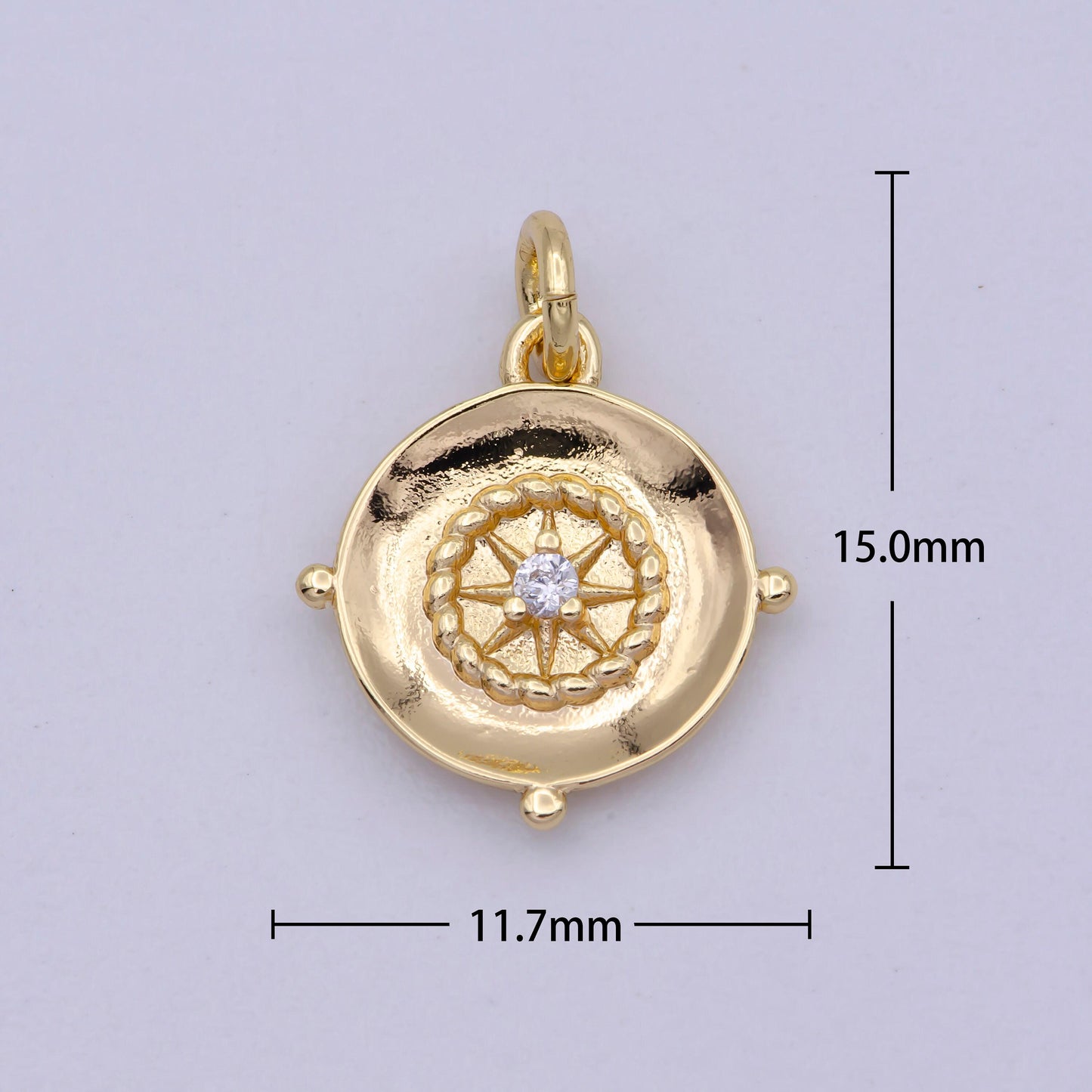 Mini gold compass charm micro pave north star charm minimalist jewelry pendant for necklace bracelet component