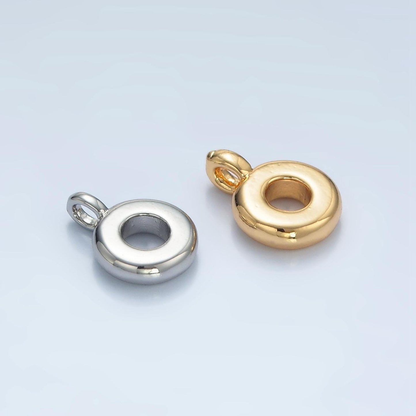 Gold silver bail charm holder spacer with loop round bead spacer with closed link for cord slider bails spacer ring z944