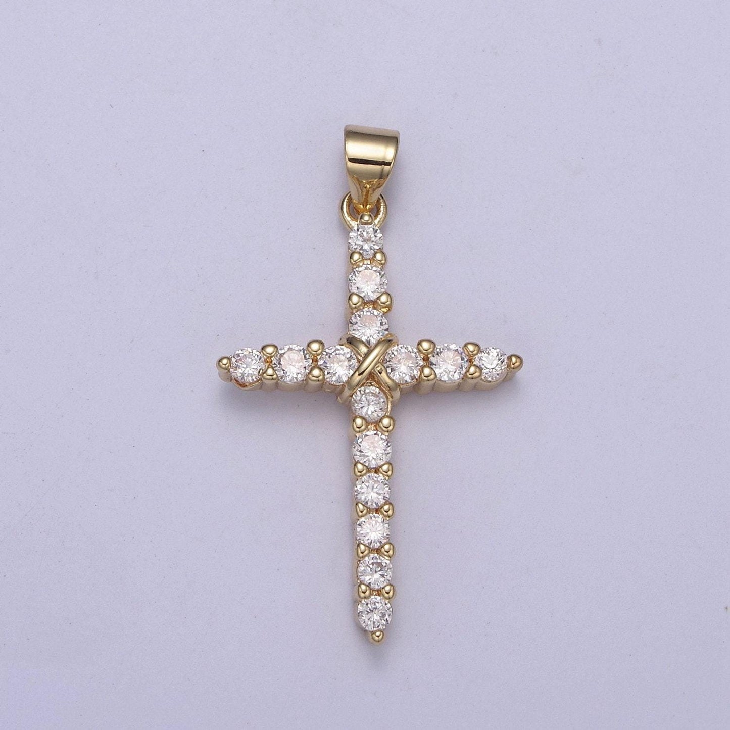 Dainty cz micro pave cross pendant 14k gold filled charm cubic zirconia cross for religious jewelry making h-399