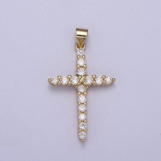 Dainty cz micro pave cross pendant 14k gold filled charm cubic zirconia cross for religious jewelry making h-399
