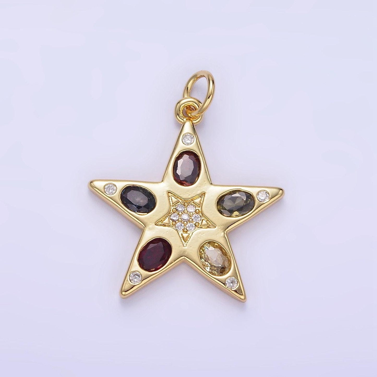 Mini star charms, gold colorful cubic zirconia pendants, cubic celestial pendant for bracelet necklace charm supply e363