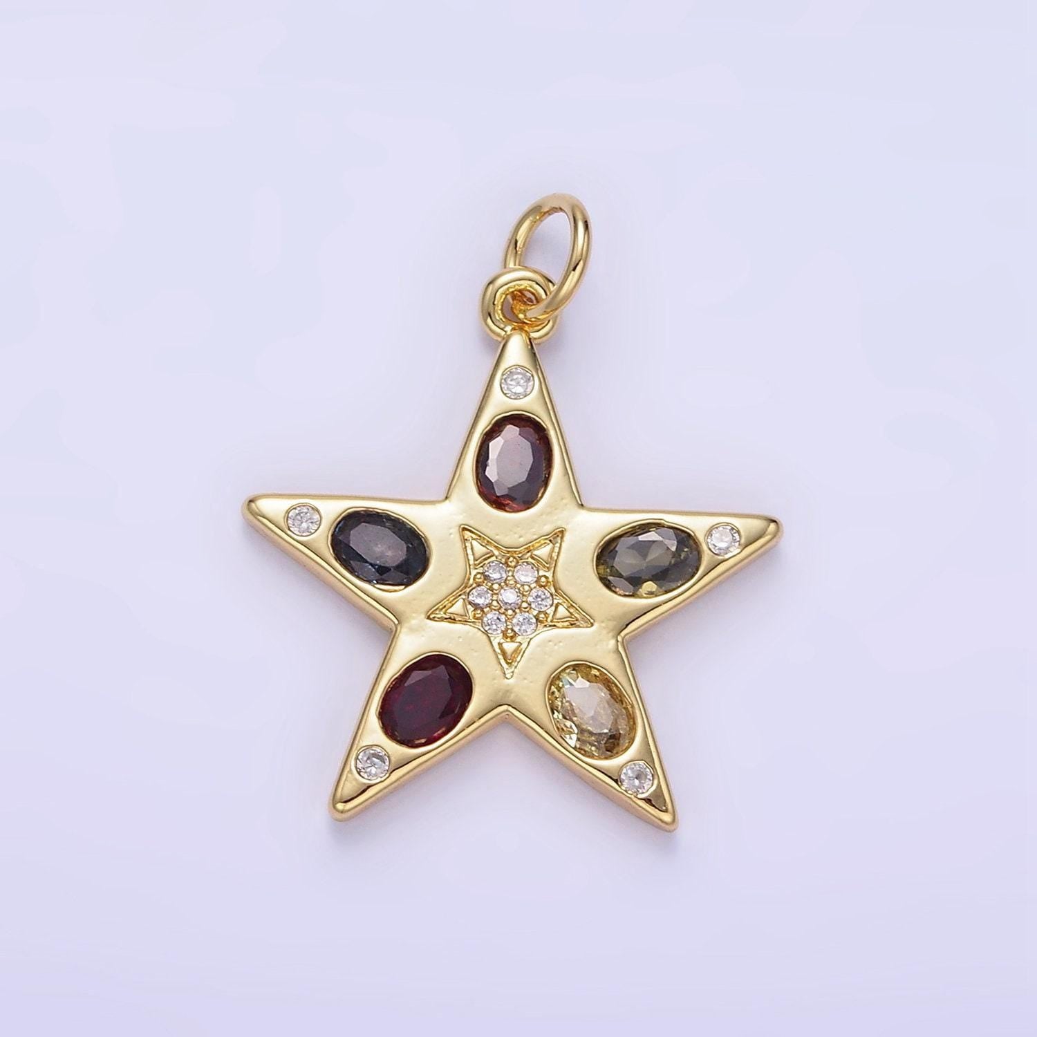 Mini star charms, gold colorful cubic zirconia pendants, cubic celestial pendant for bracelet necklace charm supply e363