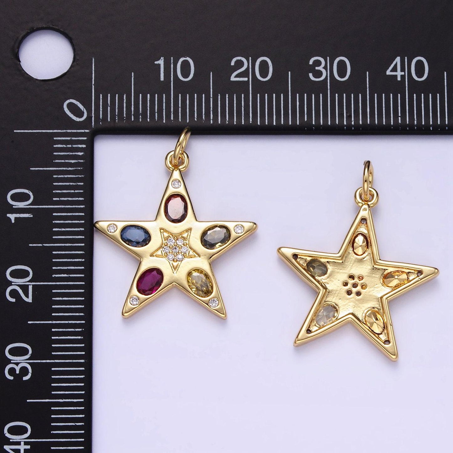 Mini star charms, gold colorful cubic zirconia pendants, cubic celestial pendant for bracelet necklace charm supply e363