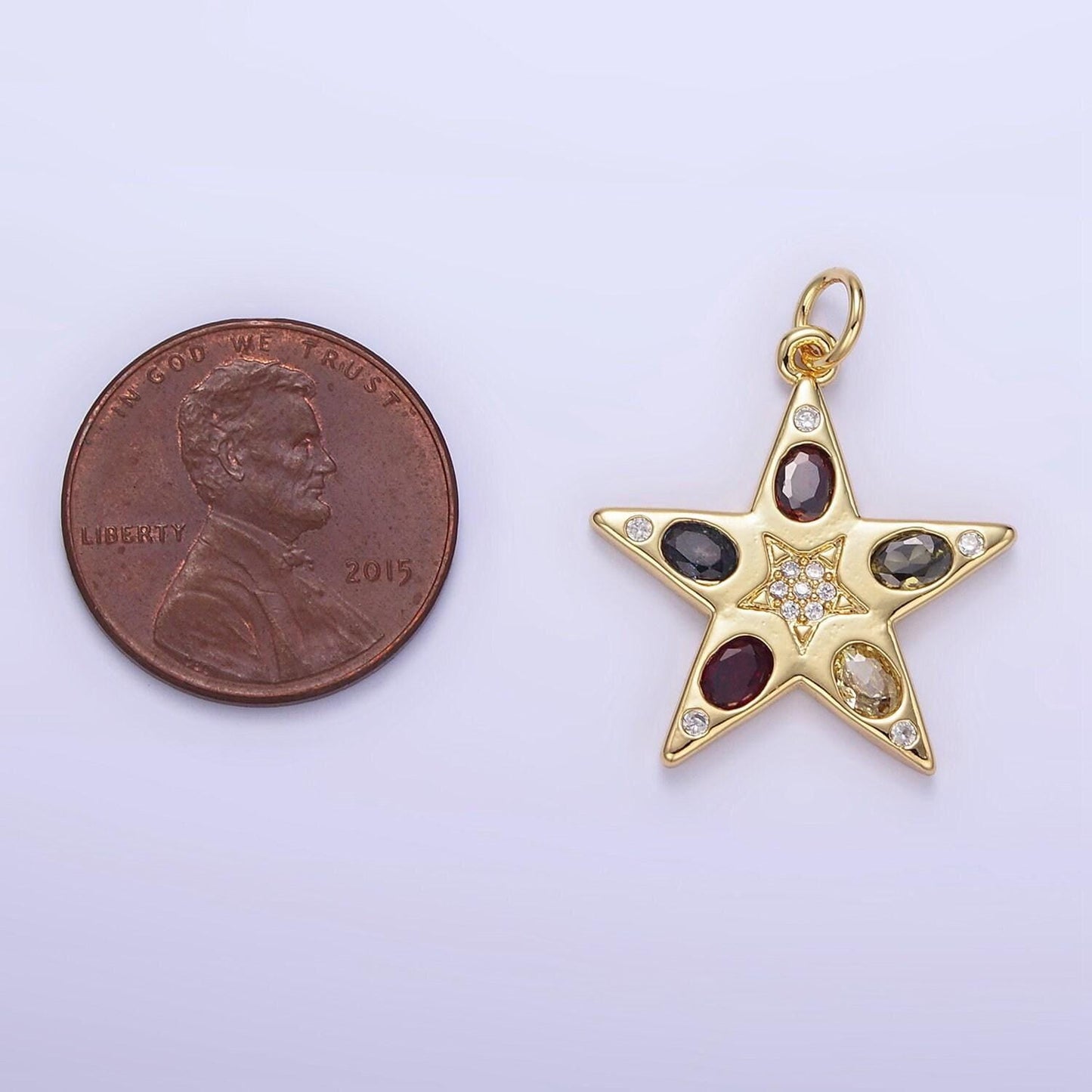 Mini star charms, gold colorful cubic zirconia pendants, cubic celestial pendant for bracelet necklace charm supply e363