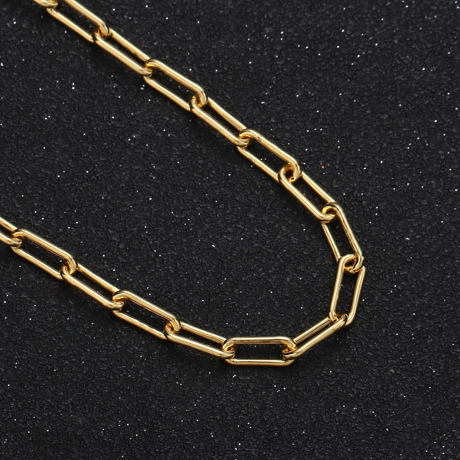 14k gold paperclip rolo cable chain by yard, cable rolo chain, light rolo chain thicknest 1 mm,roll-374/260