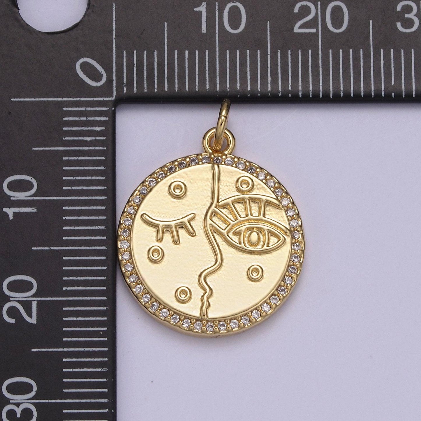 Dainty abstract women face artistic pendant 14k gold filled micro cz pave | diy charm add on necklace bracelet earring | n-816