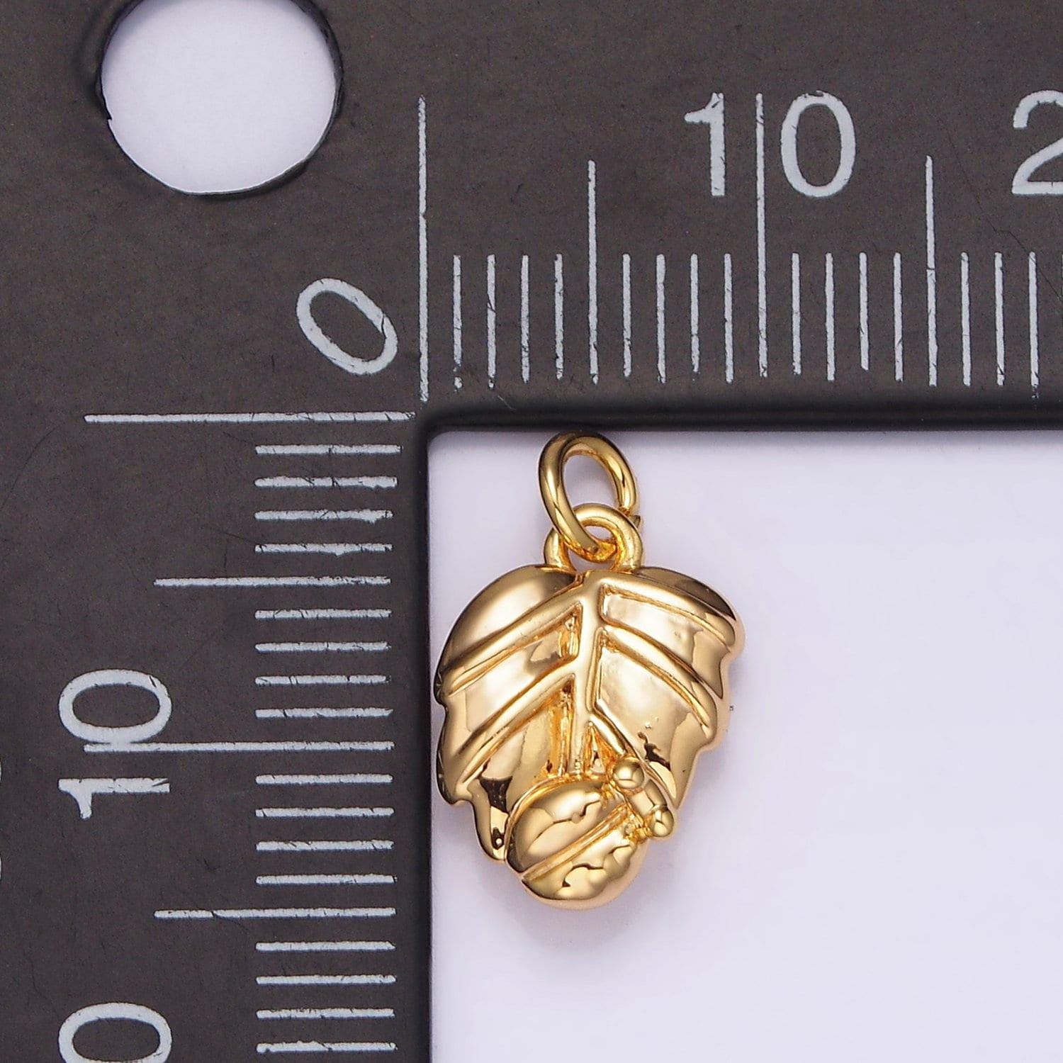 14k gold filled ladybug palm leaf add-on charm | n-1768