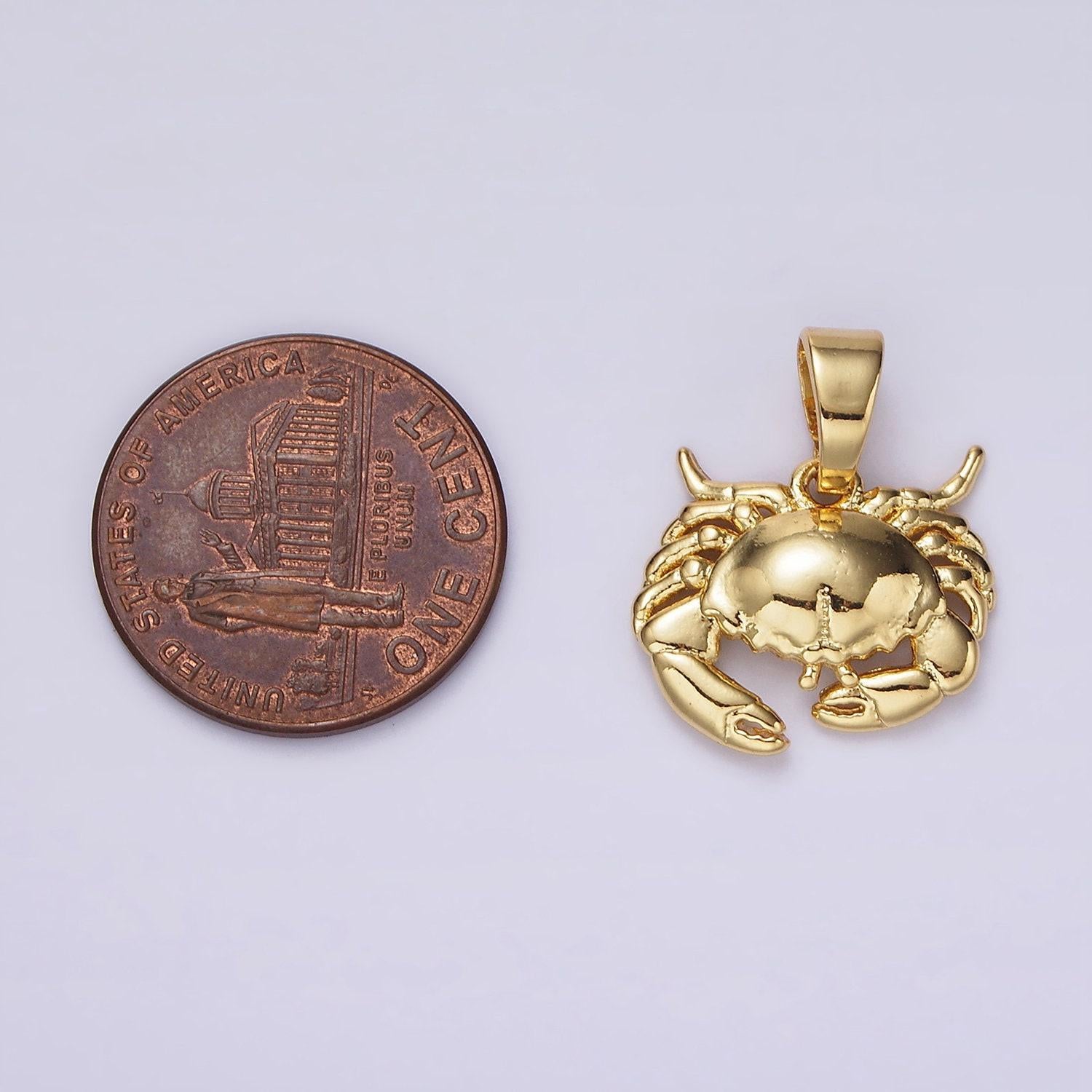 Dainty gold crab charm, king crab bracelet charm, dainty necklace charm, tiny earring charm, ocean underwater animal ah042