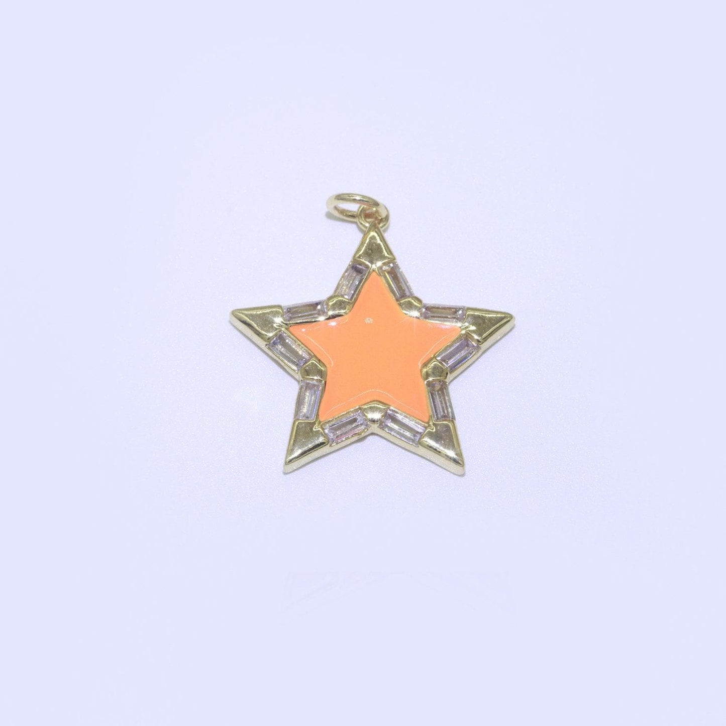Colorful enamel star charm pendant, red yellow pink green blue enamel cubic pendant, 14k gold filled celestial jewelry making supply
