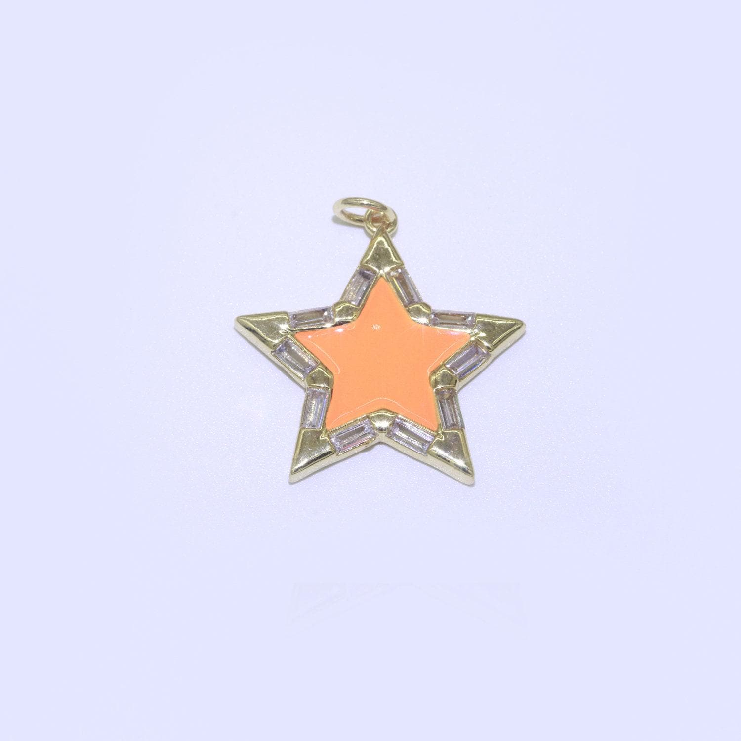 Colorful enamel star charm pendant, red yellow pink green blue enamel cubic pendant, 14k gold filled celestial jewelry making supply