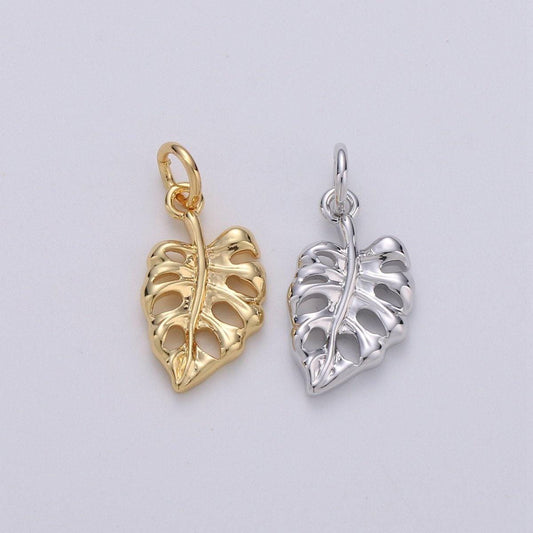 Mini dainty monstera charm lead free, nickel free for bracelet necklace earrings component, leaf charms for jewelry supply,d-465