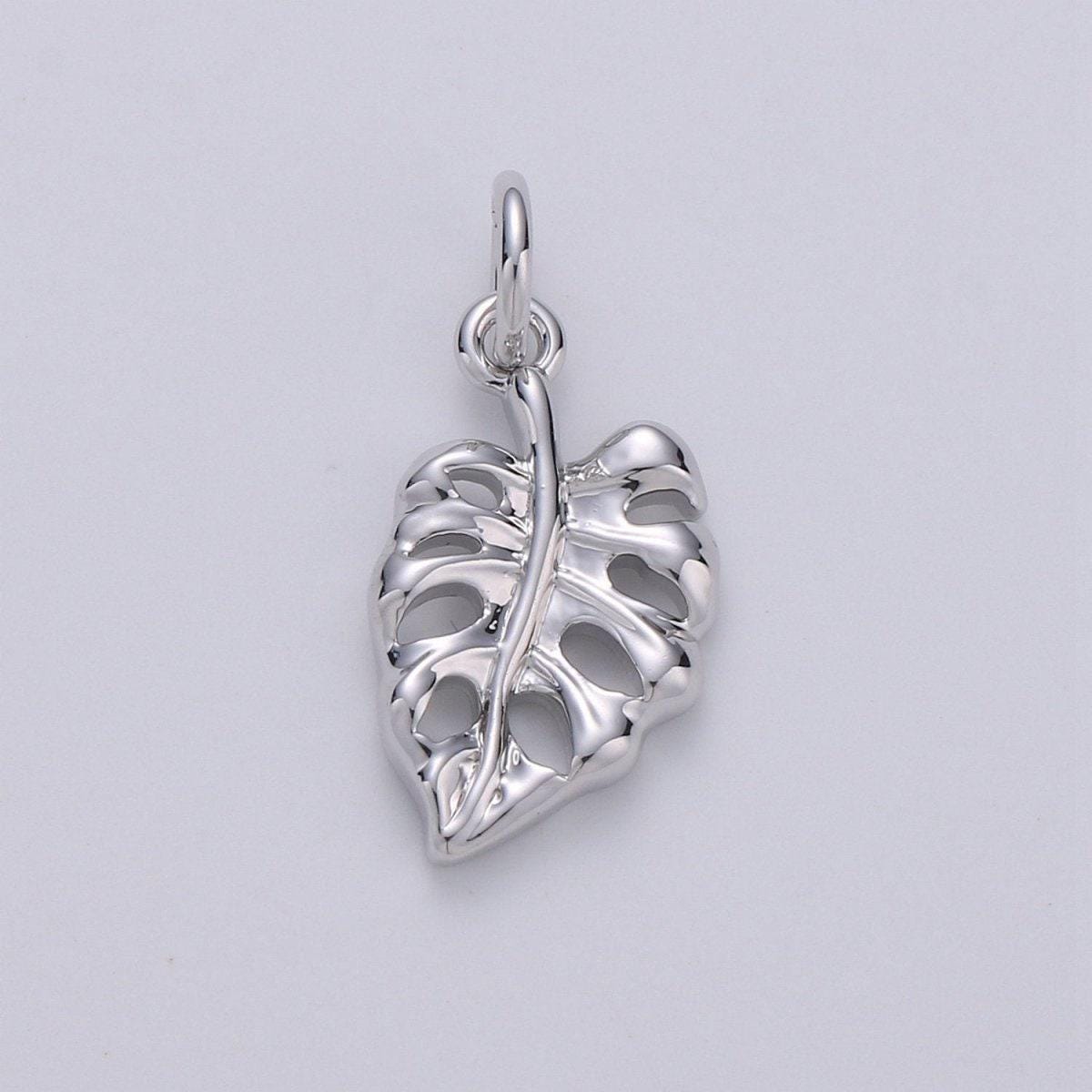 Mini dainty monstera charm lead free, nickel free for bracelet necklace earrings component, leaf charms for jewelry supply,d-465
