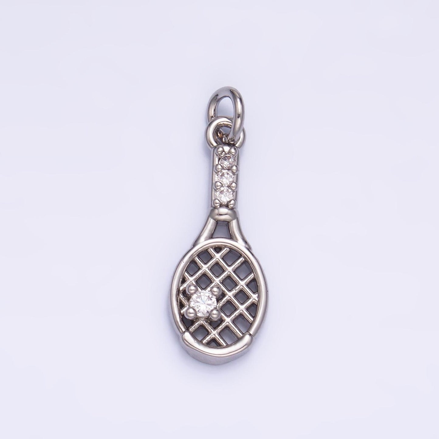 Cz micro paved tennis racket sports 24k gold filled charm | x-855
