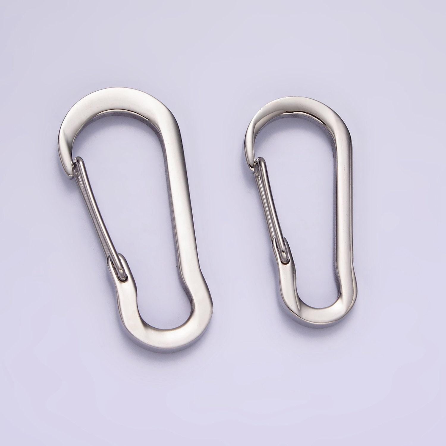 Stainless steel 35mm, 30mm curved oblong snap hook carabiner findings supply | z557 z558