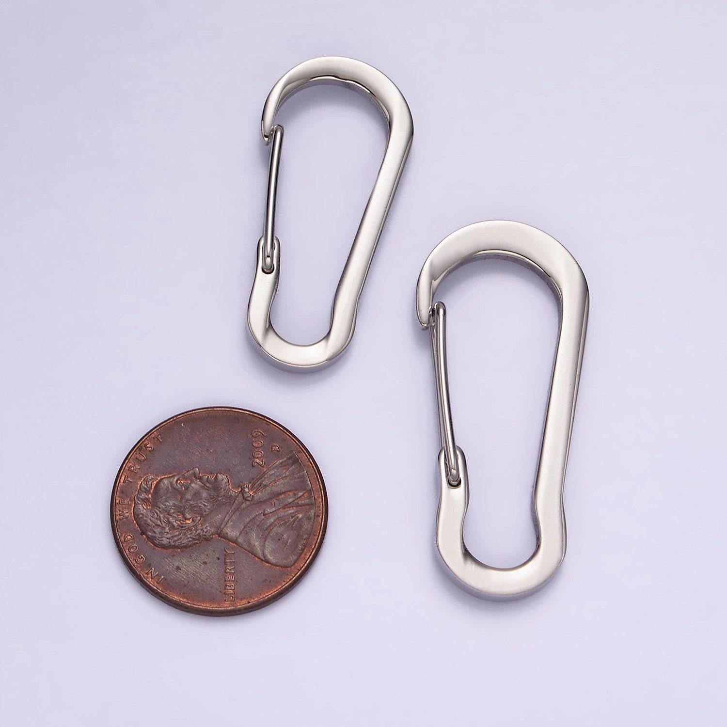 Stainless steel 35mm, 30mm curved oblong snap hook carabiner findings supply | z557 z558