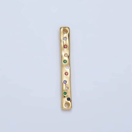Colorful paved cz gold filled bar connector | f-235