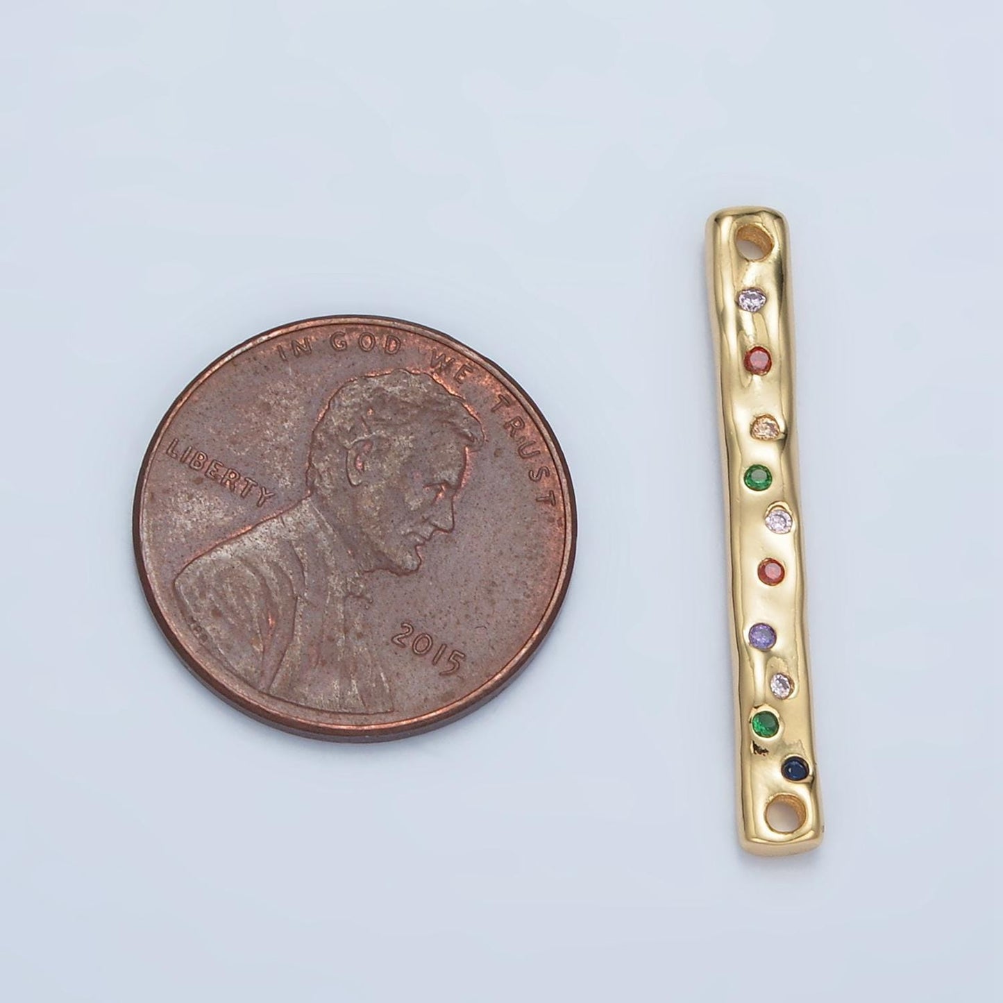 Colorful paved cz gold filled bar connector | f-235