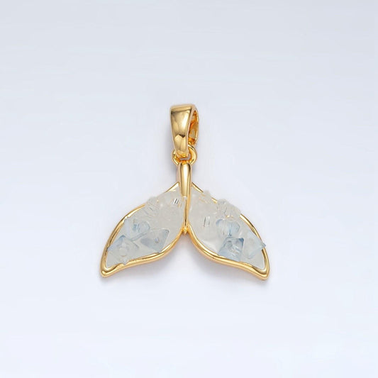 Gold filled dolphins tail pendant with blue agate enamel | aa-1526
