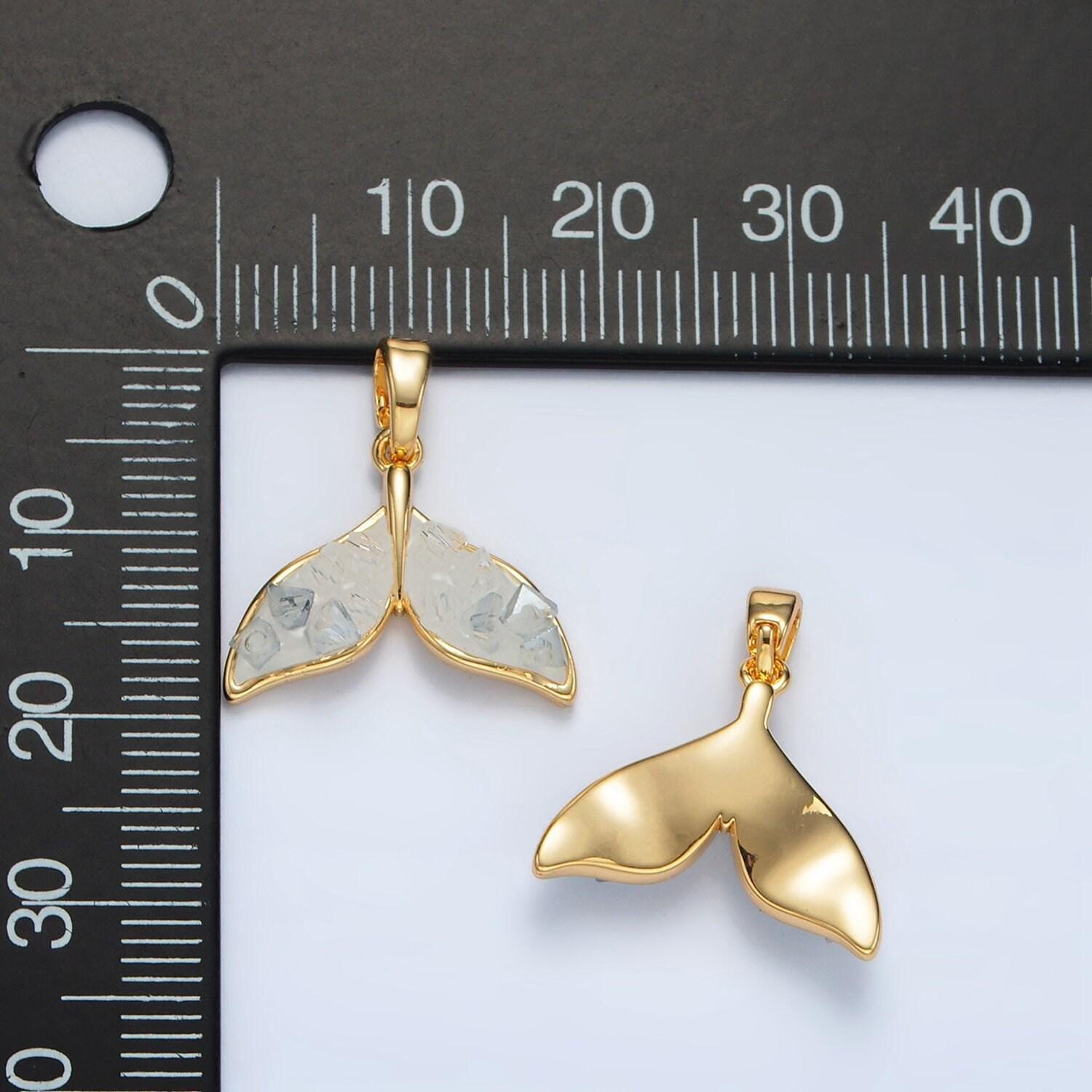 Gold filled dolphins tail pendant with blue agate enamel | aa-1526