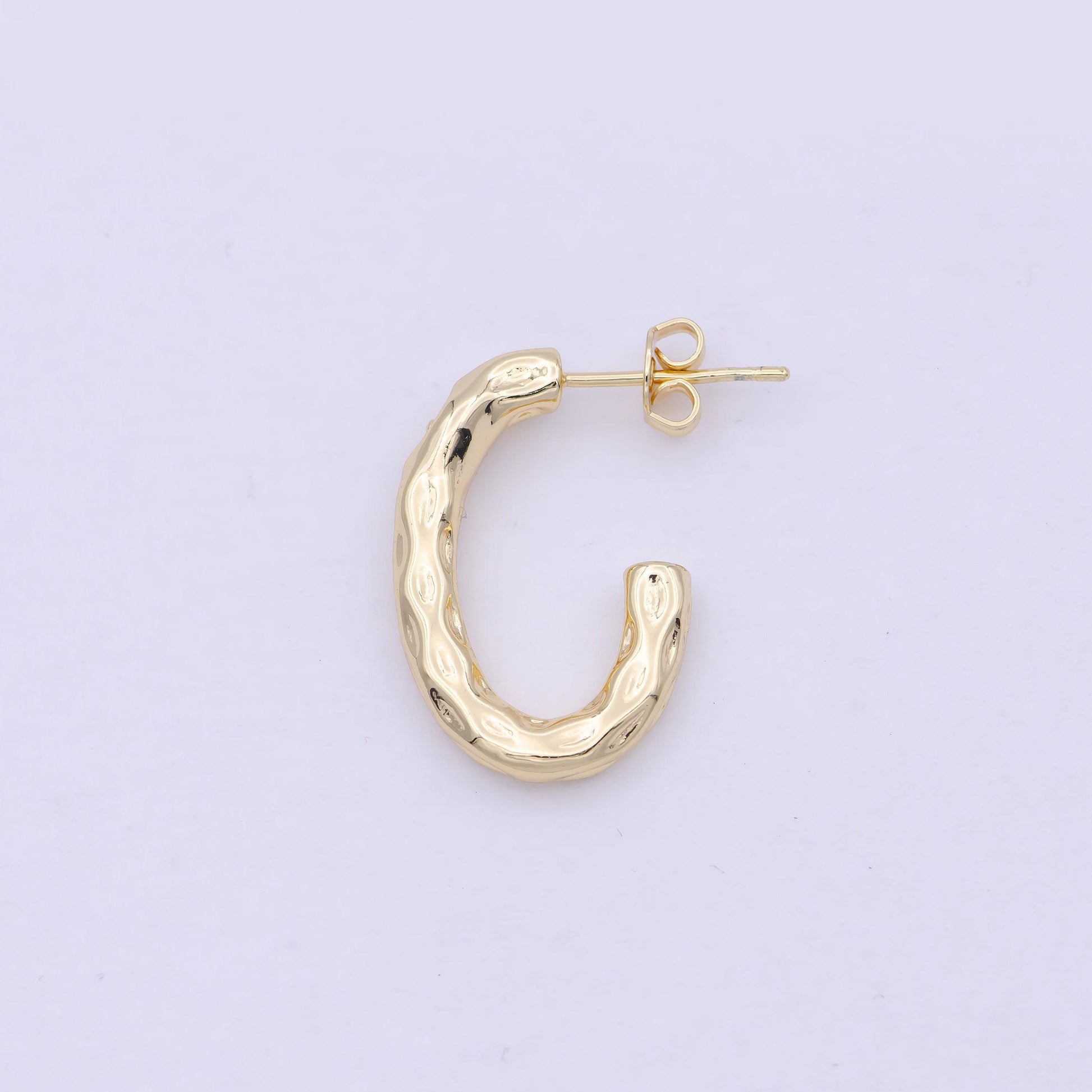 Hammered stud hoop earring post hoop studs, modern hoops basic hoop earrings, in 14k gold filled for everday wear