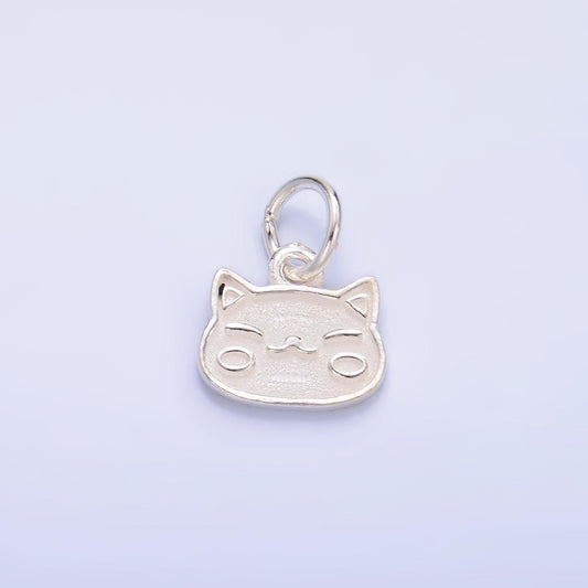 Mini cute japanese maneki-neko cat charm in sterling silver kawaii kitten animal charm for bracelet necklace earring supply sl532
