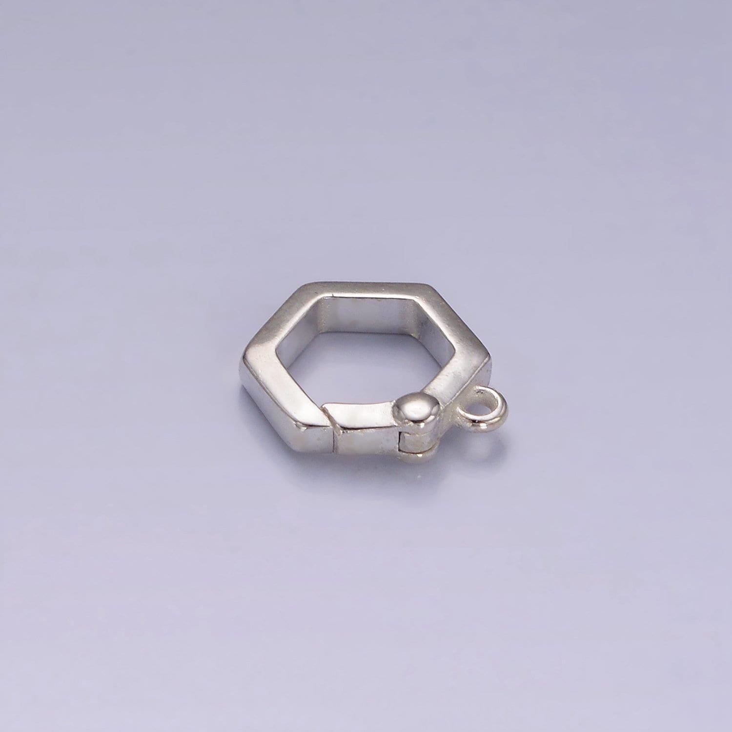 S925 sterling silver hexagon push gate clasps for jewelry making supplies charm holder necklace component sl-472