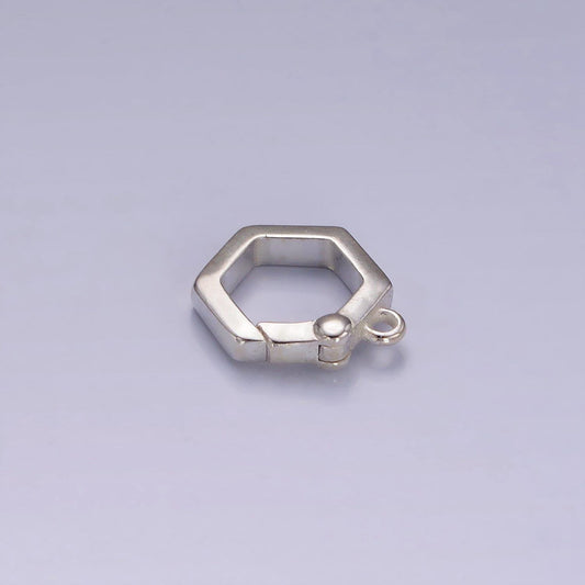 S925 sterling silver hexagon push gate clasps for jewelry making supplies charm holder necklace component sl-472
