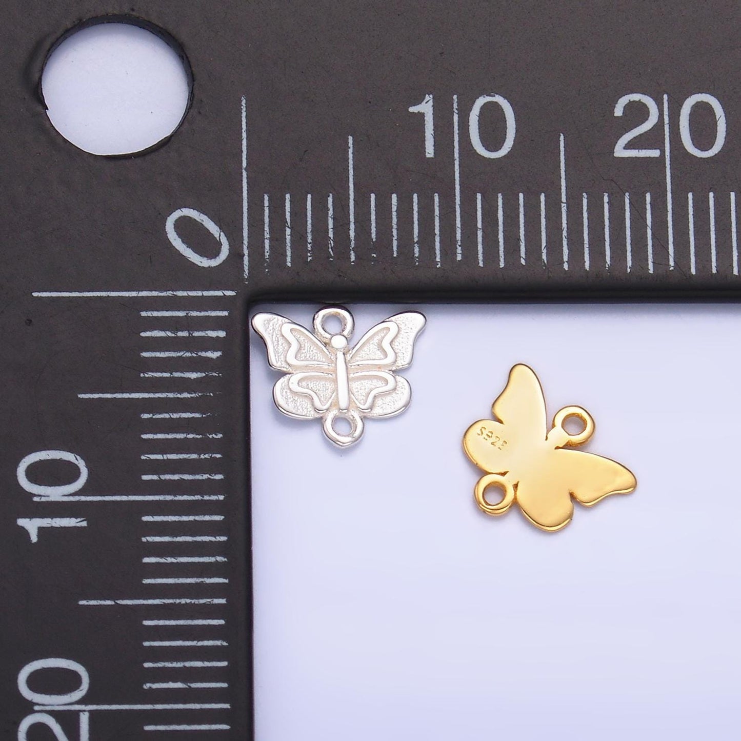 Sterling Silver S925 Mini Butterfly Charm Connector Gold Vermeil Mini Mariposa Link Connector for bracelet | SL-613