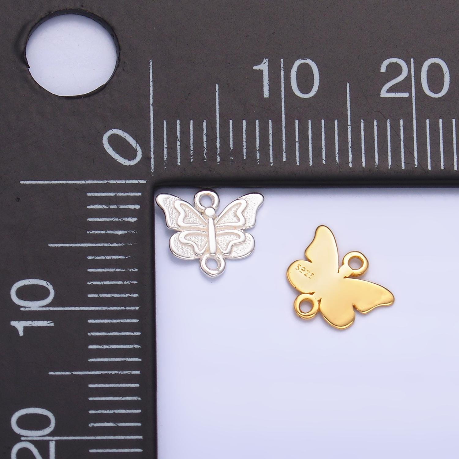 Sterling Silver S925 Mini Butterfly Charm Connector Gold Vermeil Mini Mariposa Link Connector for bracelet | SL-613