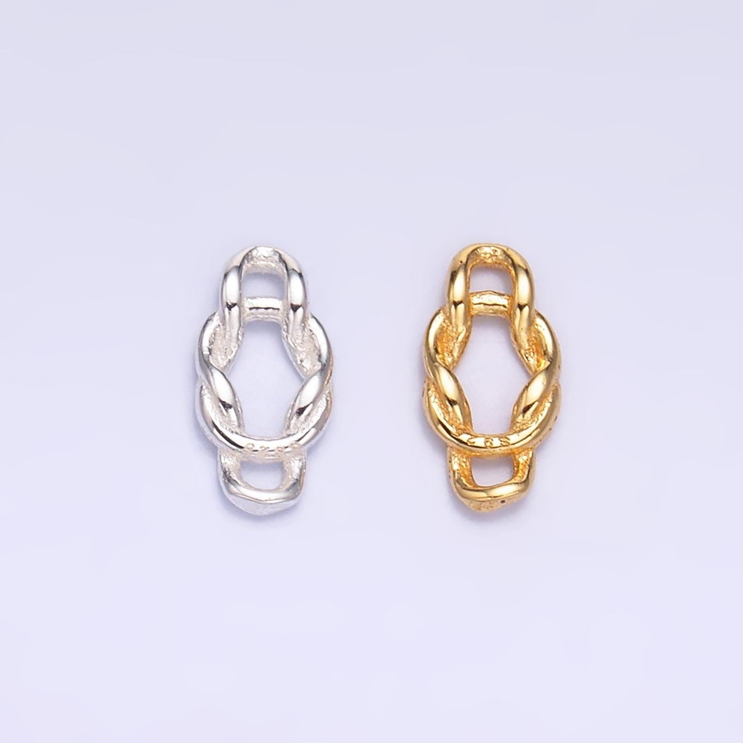 Sterling Silver S925 Mini Twisted Rope Charm Connector Gold Vermeil Infinity Link Connector for bracelet | SL-612