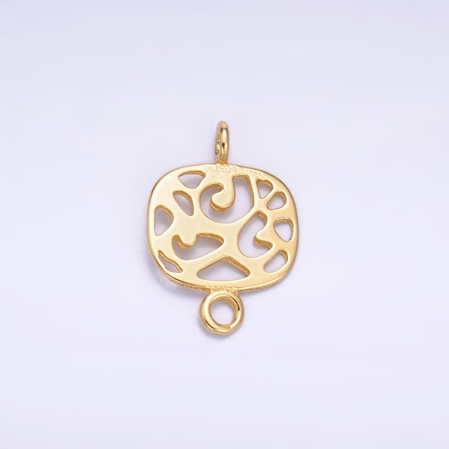 Sterling Silver S925 Mini Square Leopard Charm Connector Gold Vermeil Animal Cheetah Pattern Link Connector for bracelet | SL-618