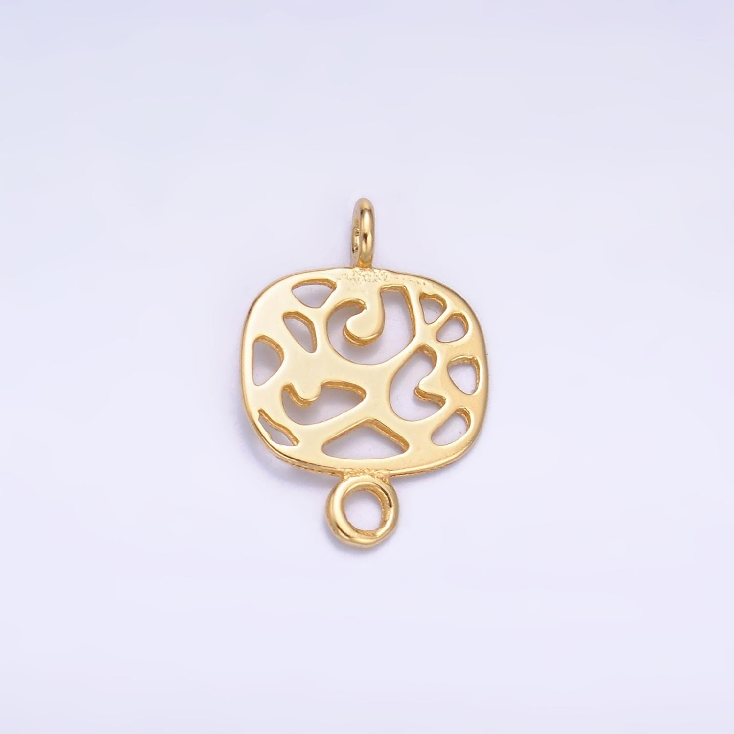 Sterling Silver S925 Mini Square Leopard Charm Connector Gold Vermeil Animal Cheetah Pattern Link Connector for bracelet | SL-618