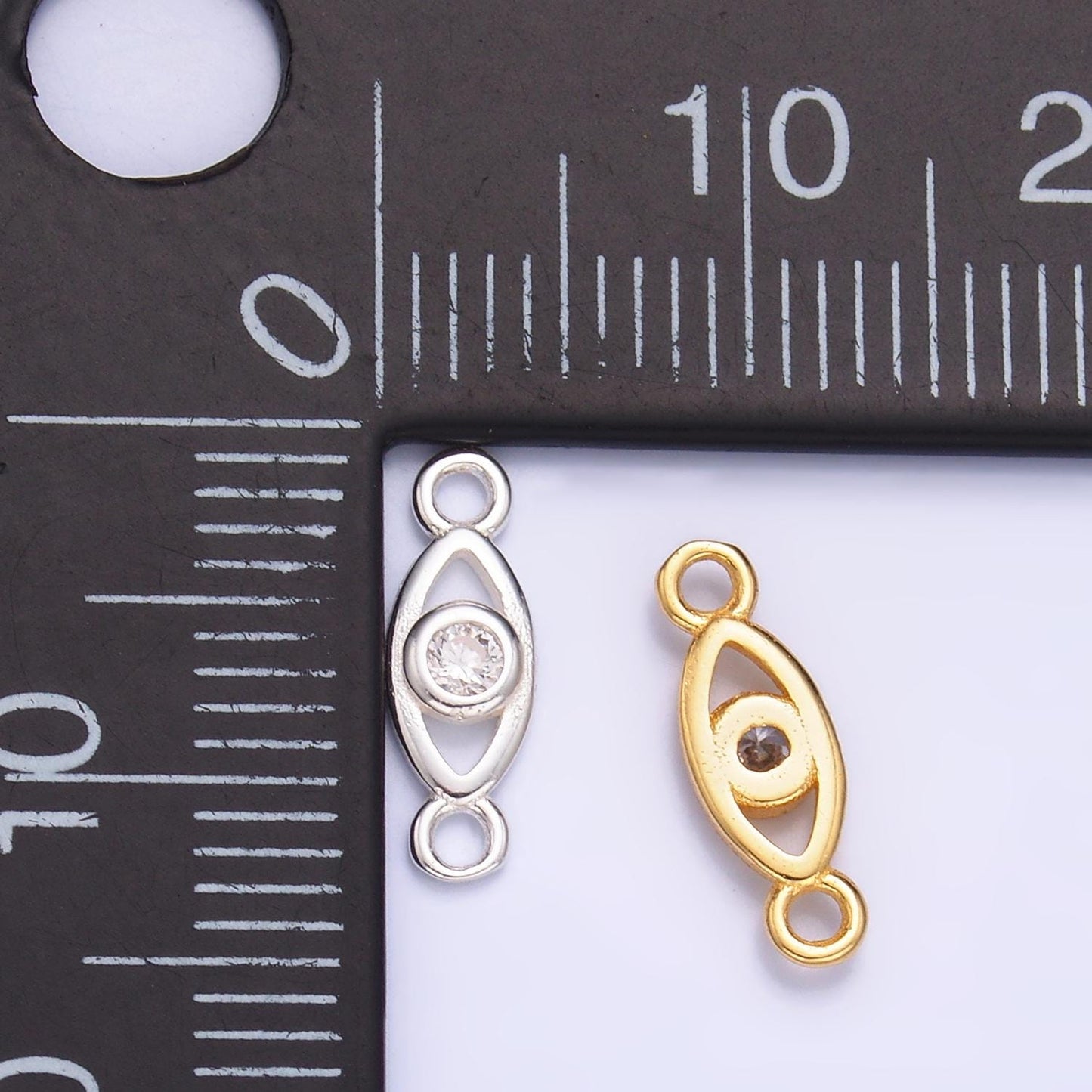 Mini Silver Evil Eye Charm Connector s925 Sterling Silver Eye Link Connector for Bracelet Necklace Supply for Permanent Jewelry SL610