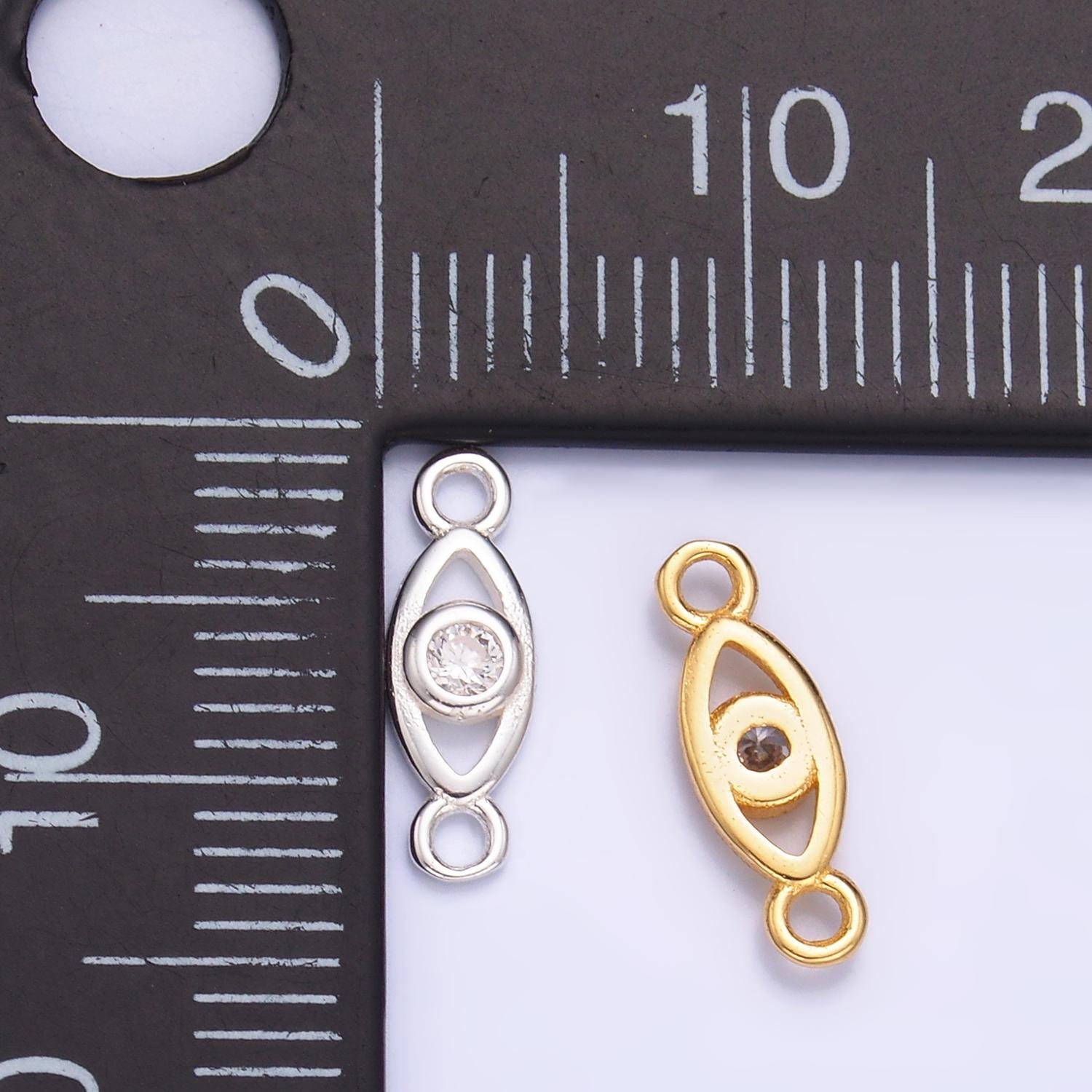 Mini Silver Evil Eye Charm Connector s925 Sterling Silver Eye Link Connector for Bracelet Necklace Supply for Permanent Jewelry SL610