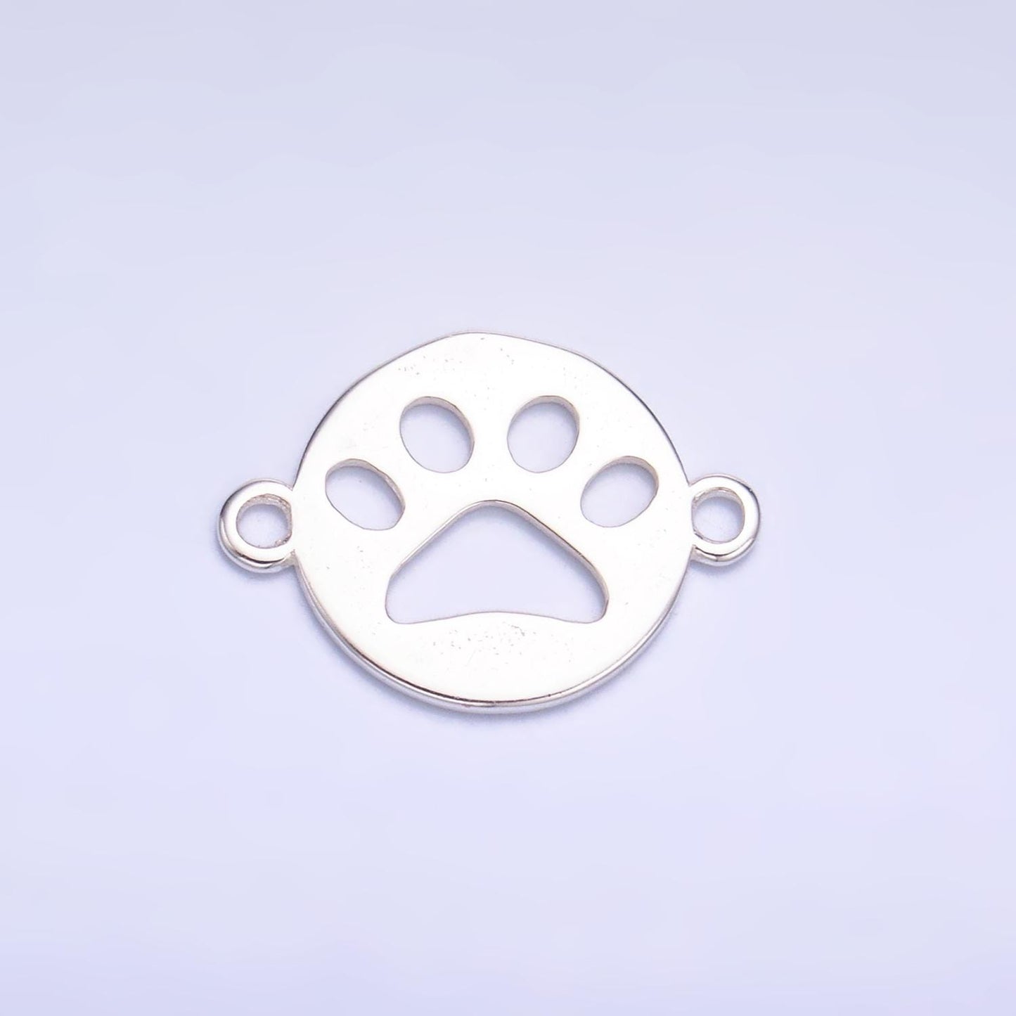 Sterling Silver 10mm pawprint animal pet round open Charm connector for Bracelet Component | SL-617
