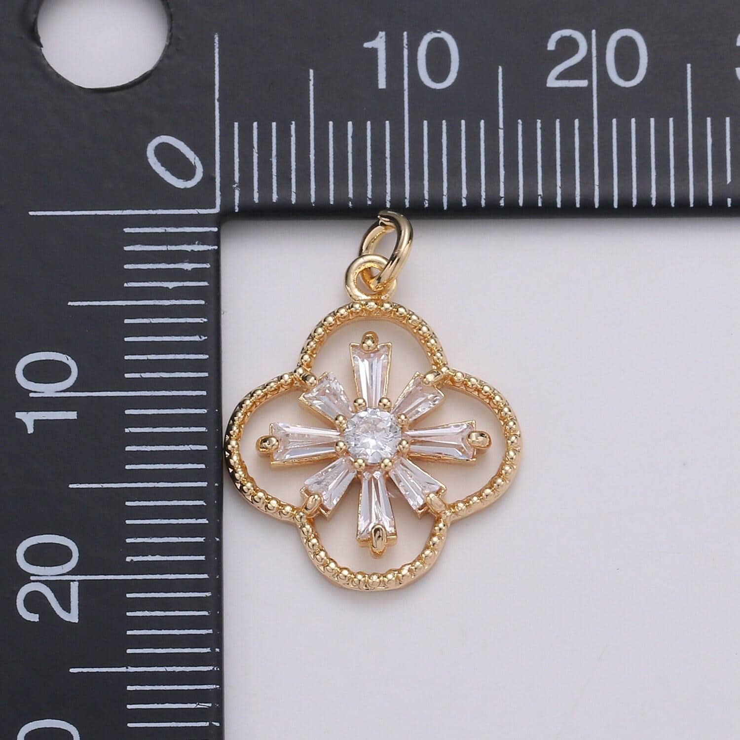 Baguette cz jasmine 24k gold , daisy cluster cubic charm, dainty flower pendant dainty vane charm compass bracelet earring necklace