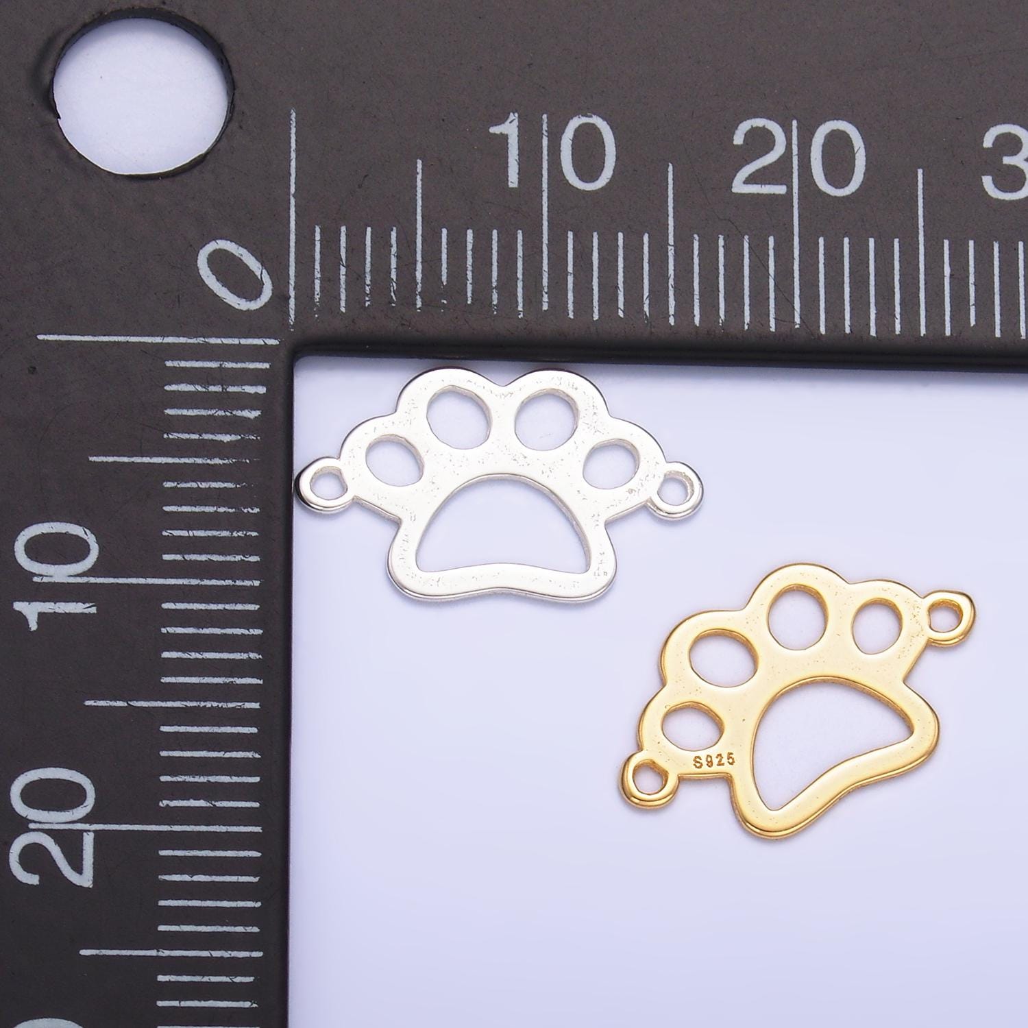 Sterling Silver 10mm pawprint animal pet Dow Paw Charm connector for Bracelet Component | SL-616