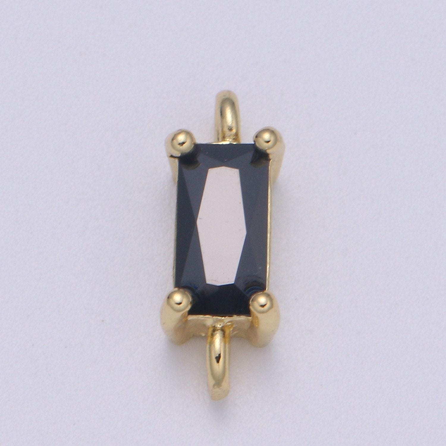 Rectangle solitaire cz gold connector square diamond cut dainty cubic zirconia connector for necklace bracelet supply f-594
