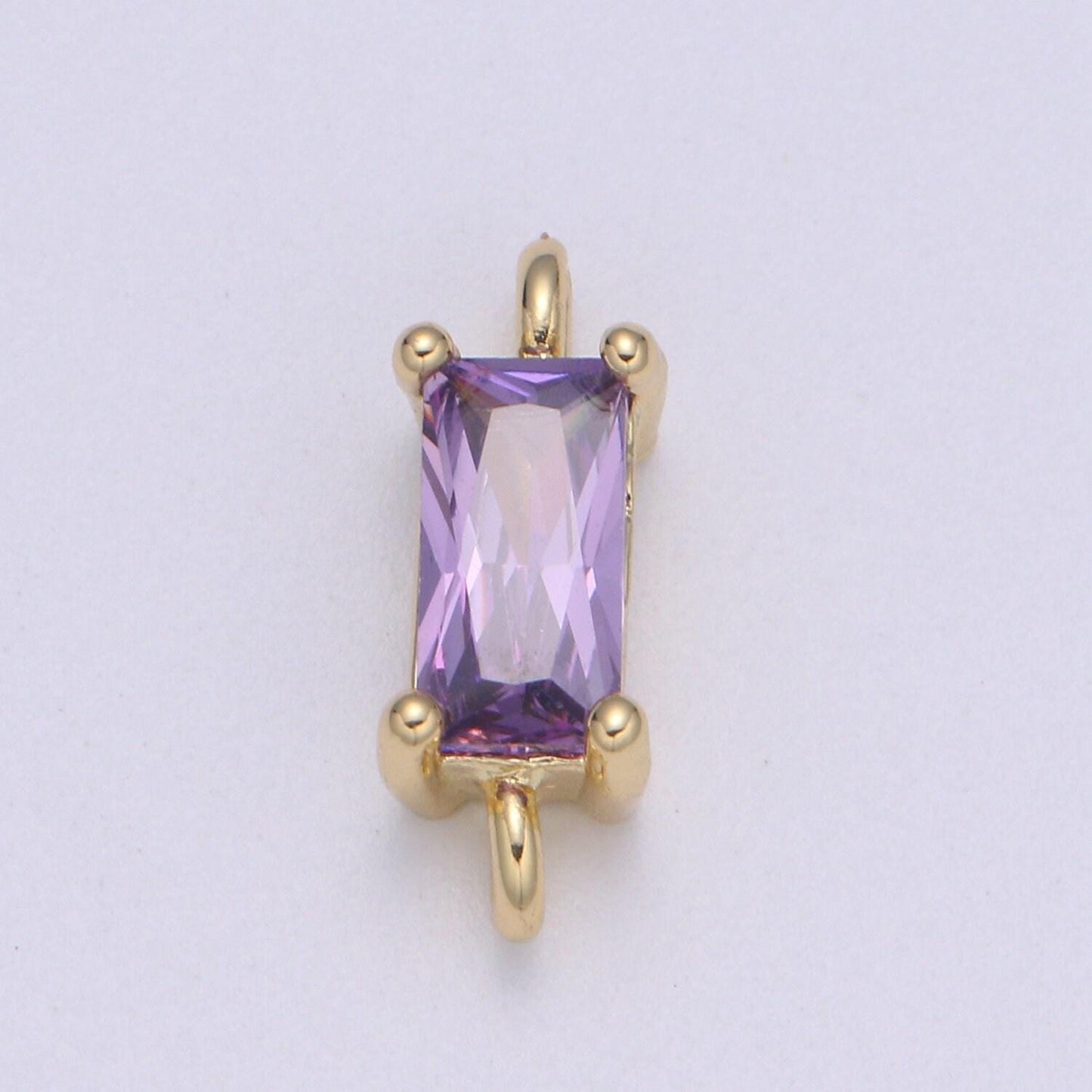 Rectangle solitaire cz gold connector square diamond cut dainty cubic zirconia connector for necklace bracelet supply f-594