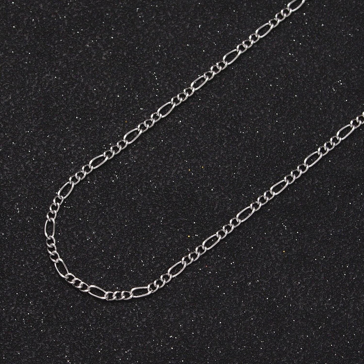 24k gold filled unfinished figaro gold & silver chain, dainty 2mm width wholesale bulk jewelry making chain by yard | roll-980, roll-981