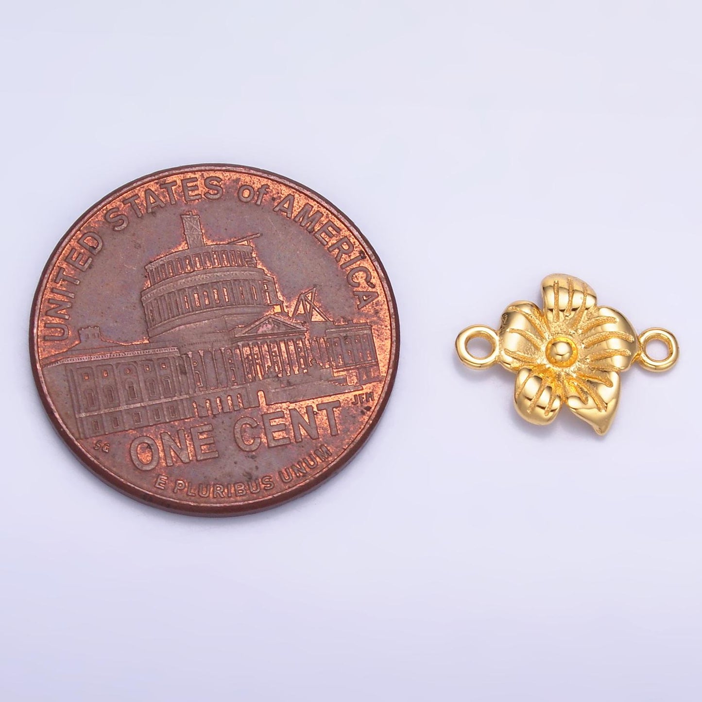 Mini S925 Sterling Silver Flower Charm Connector Minimalist Gold Vermeil Hibiscus Link Connector | SL-611
