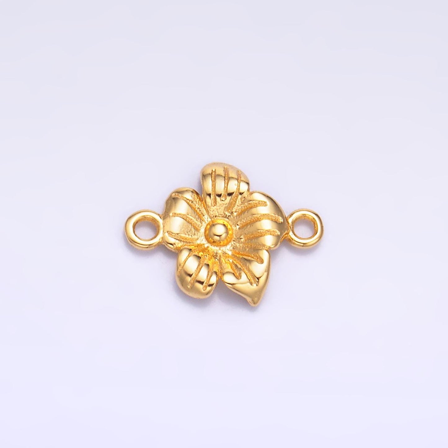 Mini S925 Sterling Silver Flower Charm Connector Minimalist Gold Vermeil Hibiscus Link Connector | SL-611