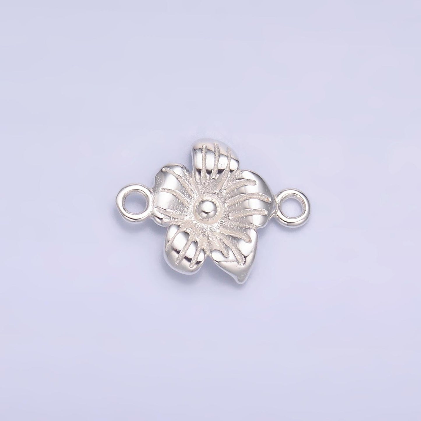 Mini S925 Sterling Silver Flower Charm Connector Minimalist Gold Vermeil Hibiscus Link Connector | SL-611