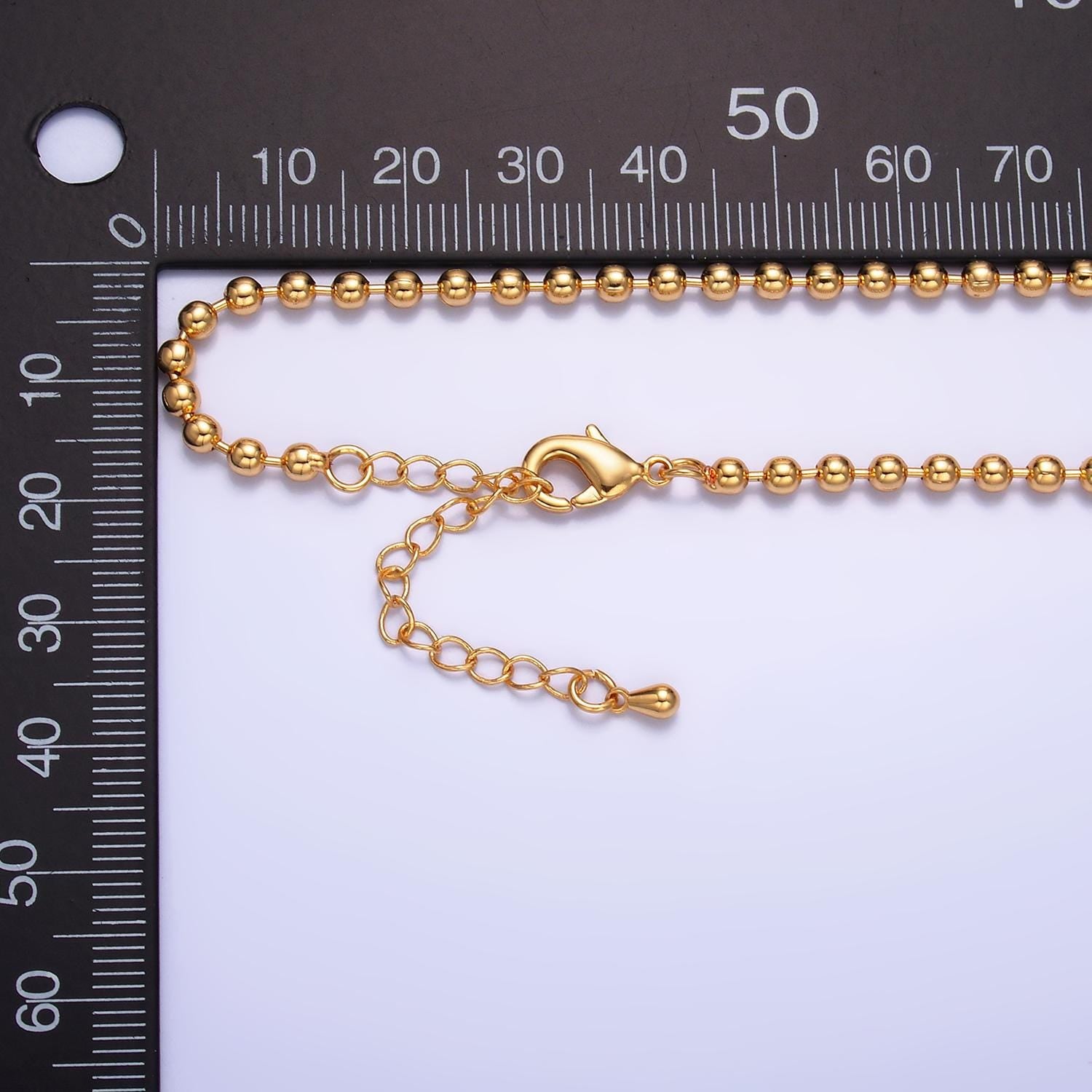 1pc 17.72'' ready to use 24k gold bead necklace chain, layering beaded chain, dainty beaded necklace, for chain necklace wa-2714